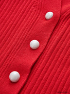Ruffled Trim Pearl Button Long Sleeve Cardigan