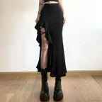 Ruffles Split A-line Party Skirt