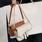 Saddle Messenger Leather Crossbody Shoulder Handbag