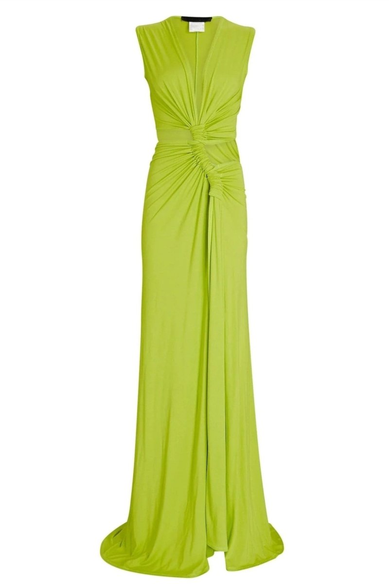 Marcia Chic Maxi Dress with V Neck and High Slit Silhouette Collection