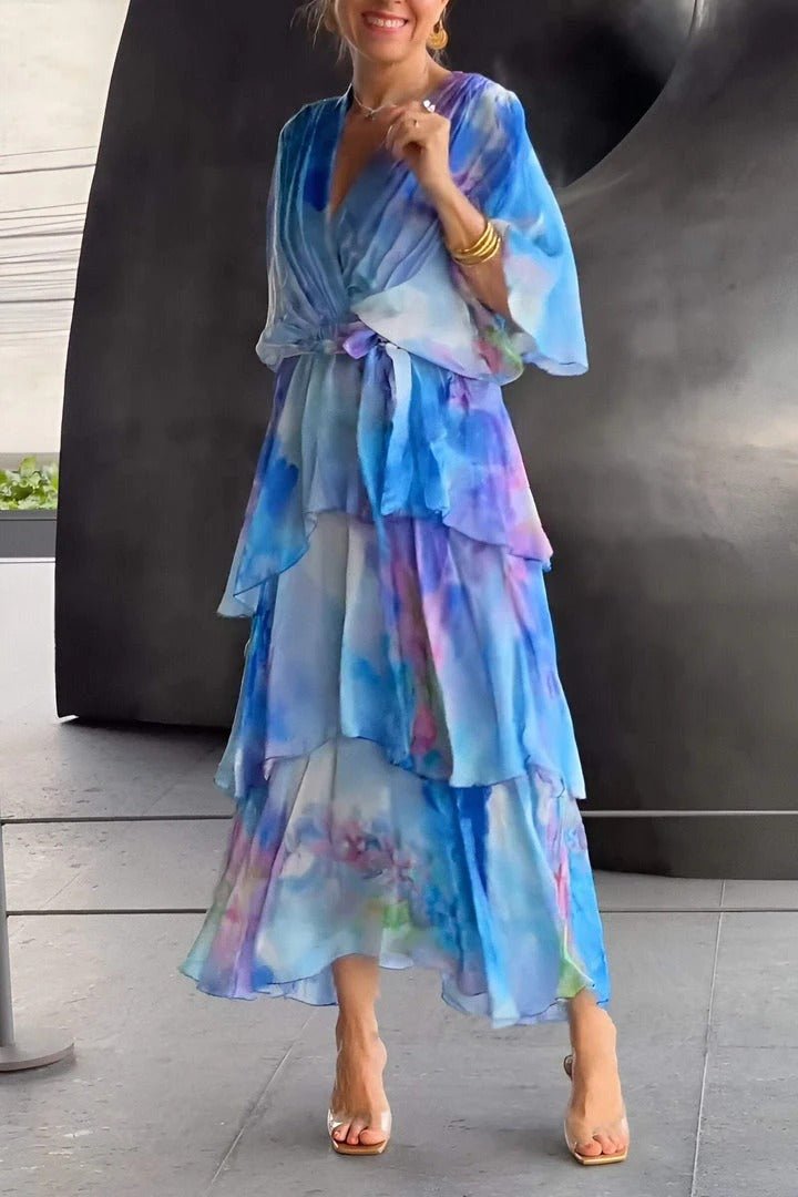 Mikayla Boutique Long Summer Dress Multicolored Chiffon Evening Wear Edit