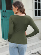 Scoop Arm Long Neck T-Shirt