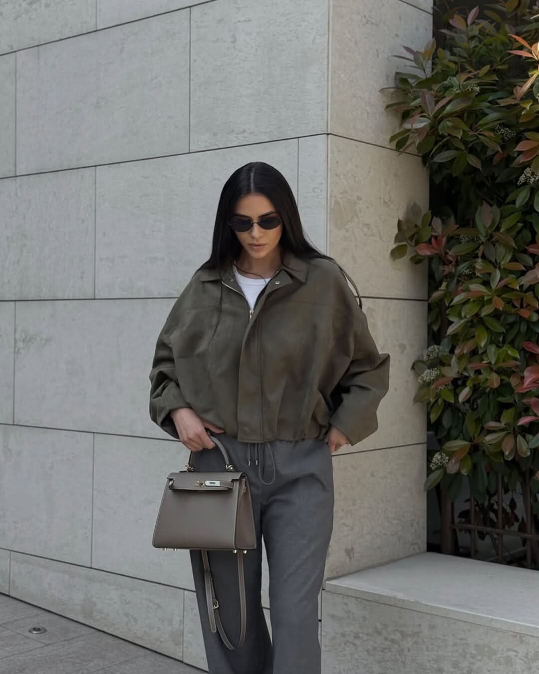 Lara Suede Bomber Jacket