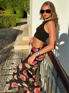 See-Through Flower Summer Cool Flare Bottom Mermaid Skirt