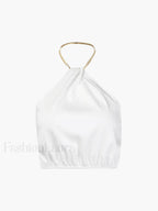 Semi-Sheer Halter Crop Sleeveless Top