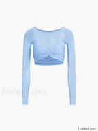 Semi-Sheer Off-Shoulder Mesh Crop T-Shirt