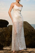 Sequin Backless Cami Stylish Maxi Dress