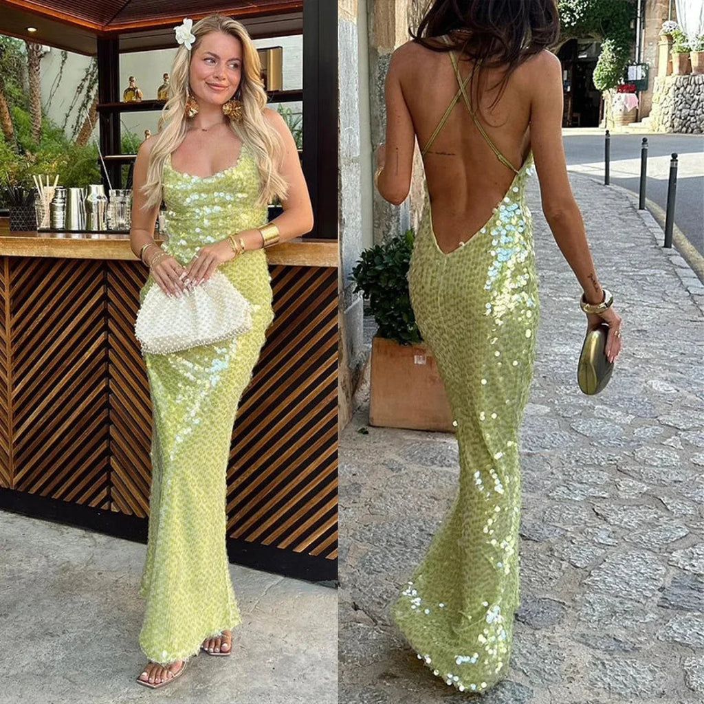 Sequin Backless Hip Package Party Dress