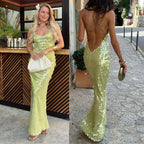 Sequin Backless Hip Package Party Dress