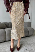 Sequin High Waist Midi Skirt