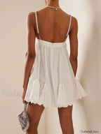 Ivory Sequin Hollow Back Mini Dress
