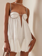 Ivory Sequin Hollow Back Mini Dress