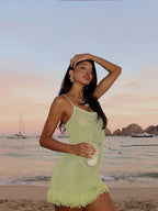 Green Sequin Tassel Hem Mini Dress
