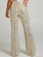 Sequined High Waist Slim Fit Flare Club Pant
