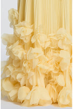 Serafina Strapless Back Lace-up Handcrafted Floral Appliqués Pleated Hem Gown Maxi Dress