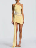 Serena Asymmetric Mesh Mini Dress