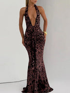 Serena Leopard Halter Maxi Dress