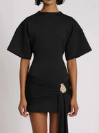 Serena Ruched Metal-Detail Mini Dress