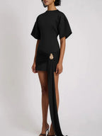Serena Ruched Metal-Detail Mini Dress