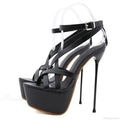Sexy 17CM Platform Buckle Open-Toe Thin Stripper Pole-Dance Sandals High Heel