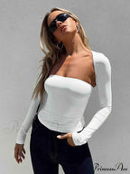 Sexy Bra Tie Waist Long Sleeve Tight Cover Crop Top
