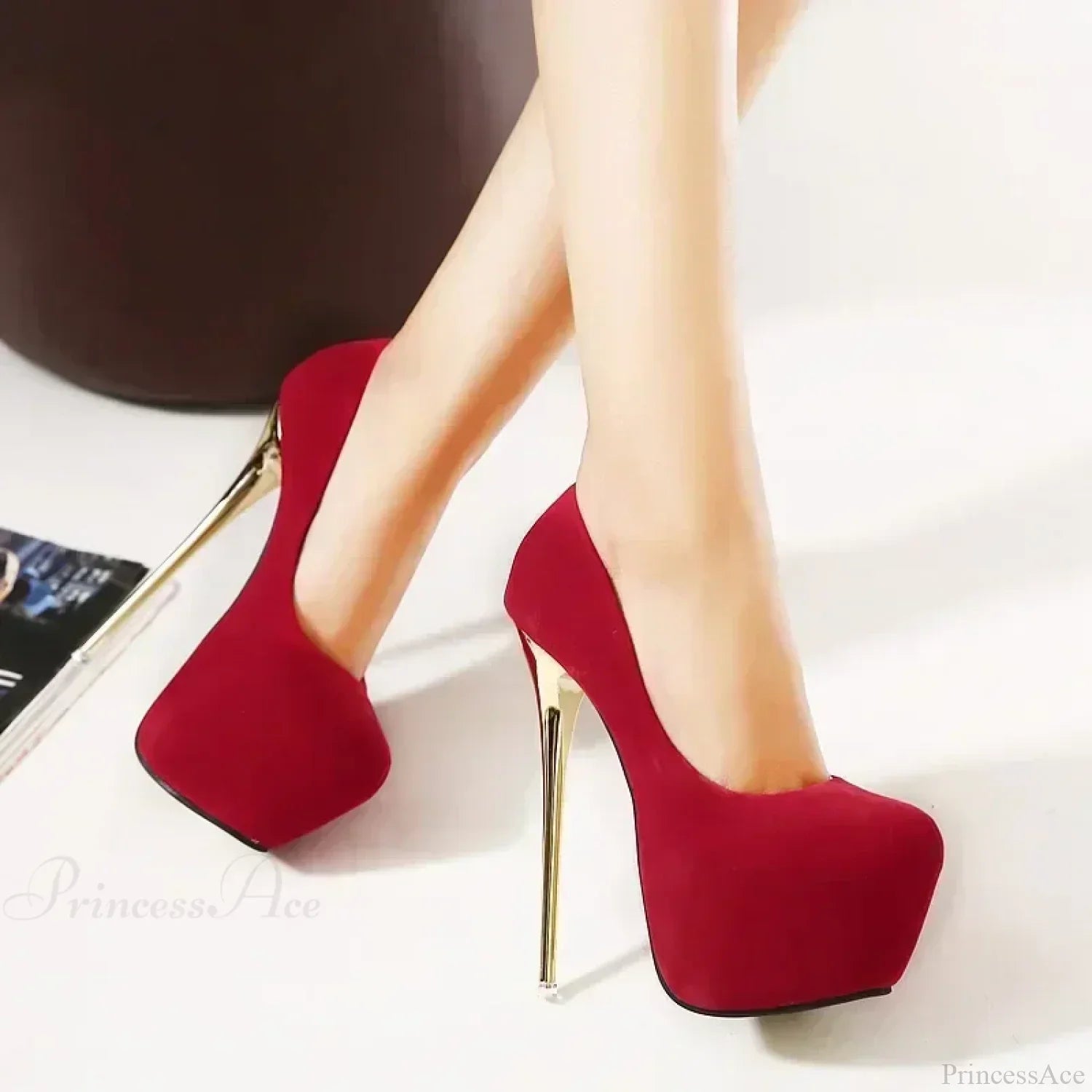 Sexy Club Suede Black High Heels 16cm Stiletto Waterproof Stripper Flock Pumps Ladies Shoes Plus Size High Heel