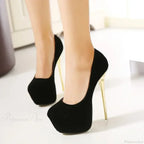 Sexy Club Suede Black High Heels 16cm Stiletto Waterproof Stripper Flock Pumps Ladies Shoes Plus Size High Heel