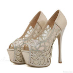 Sexy Crystal Rhinestone Platform Peep-Toe Stripper Party Banquet Ladies Elegant High Heel