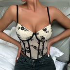 Sexy Deep V Pleated Fishbone Mesh Crop Tunic