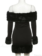 Sexy Elegant Fluffy Glamorous Strapless Mini Christmas Party Dress