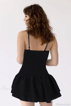Sexy Embroidered Spaghetti Strap A Line Fitted Mini Dress