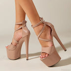 Sexy Extreme High-Heels Platform Pole-Dance Stripper Sandals Open-Toe Buckle-Strap Zipper Summer High Heel