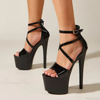 Sexy Extreme High-Heels Platform Pole-Dance Stripper Sandals Open-Toe Buckle-Strap Zipper Summer High Heel