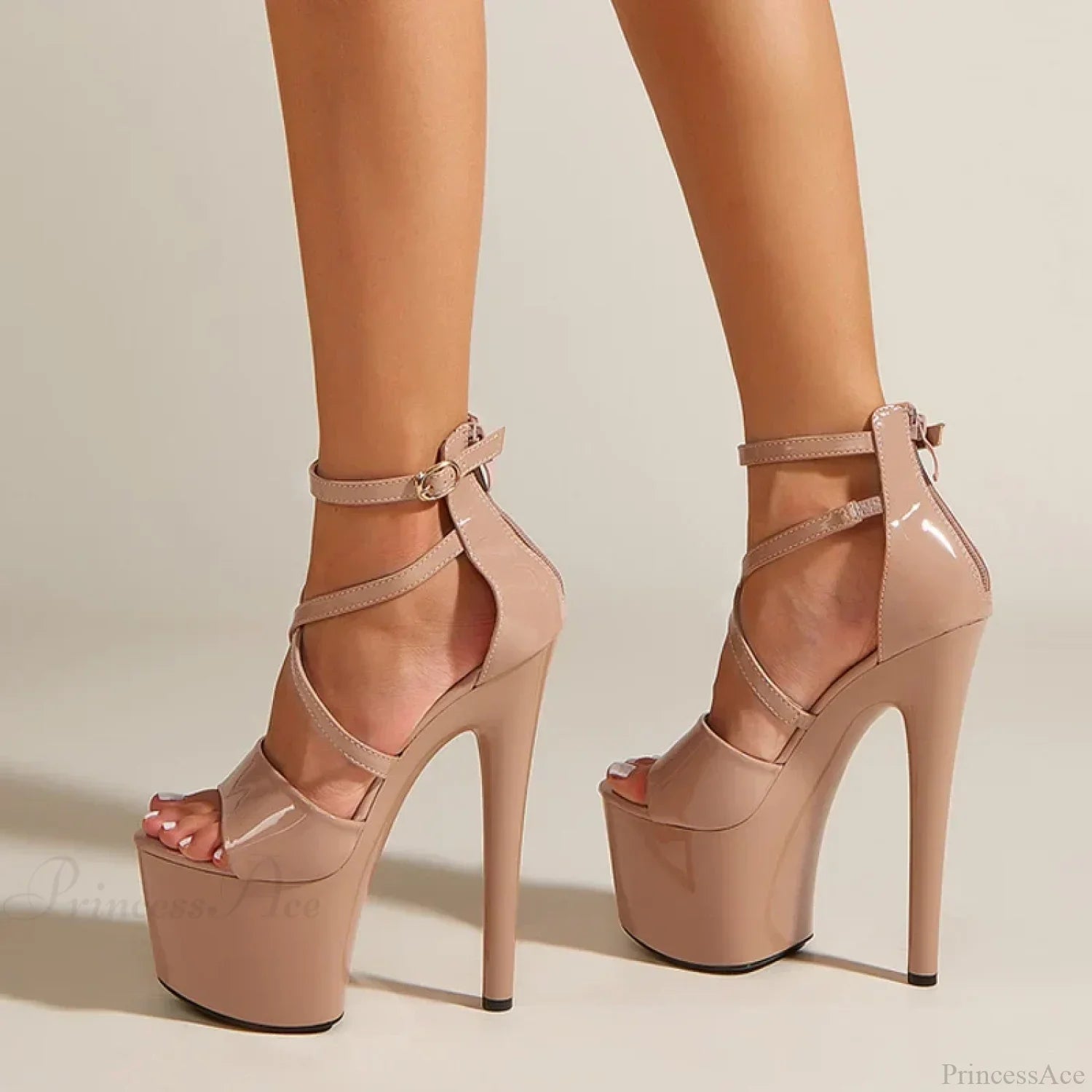 Sexy Extreme High-Heels Platform Pole-Dance Stripper Sandals Open-Toe Buckle-Strap Zipper Summer High Heel