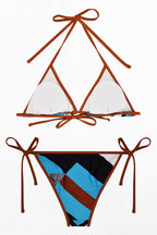 Sexy Geometric Tie String Triangle Moderate Brazilian Bikini Two Piece Swimsuit