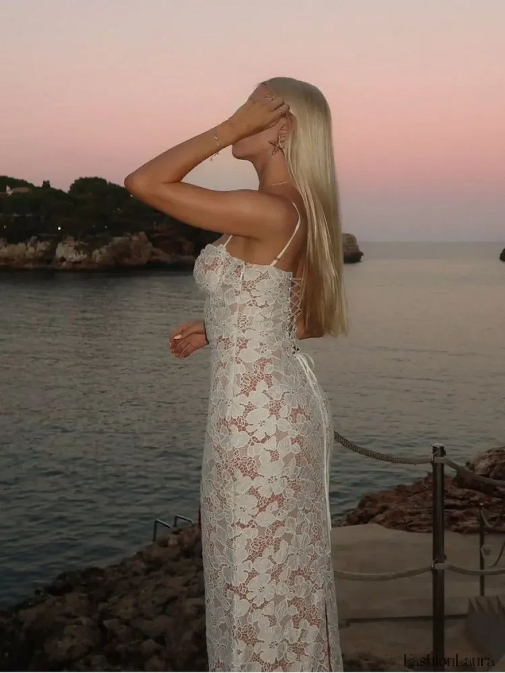 Sexy Lace Splicing Floral Dress