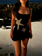Sexy Mini Fashion Shiny Sequins Printed Strap Summer Chic Sleeveless Christmas Party Dress