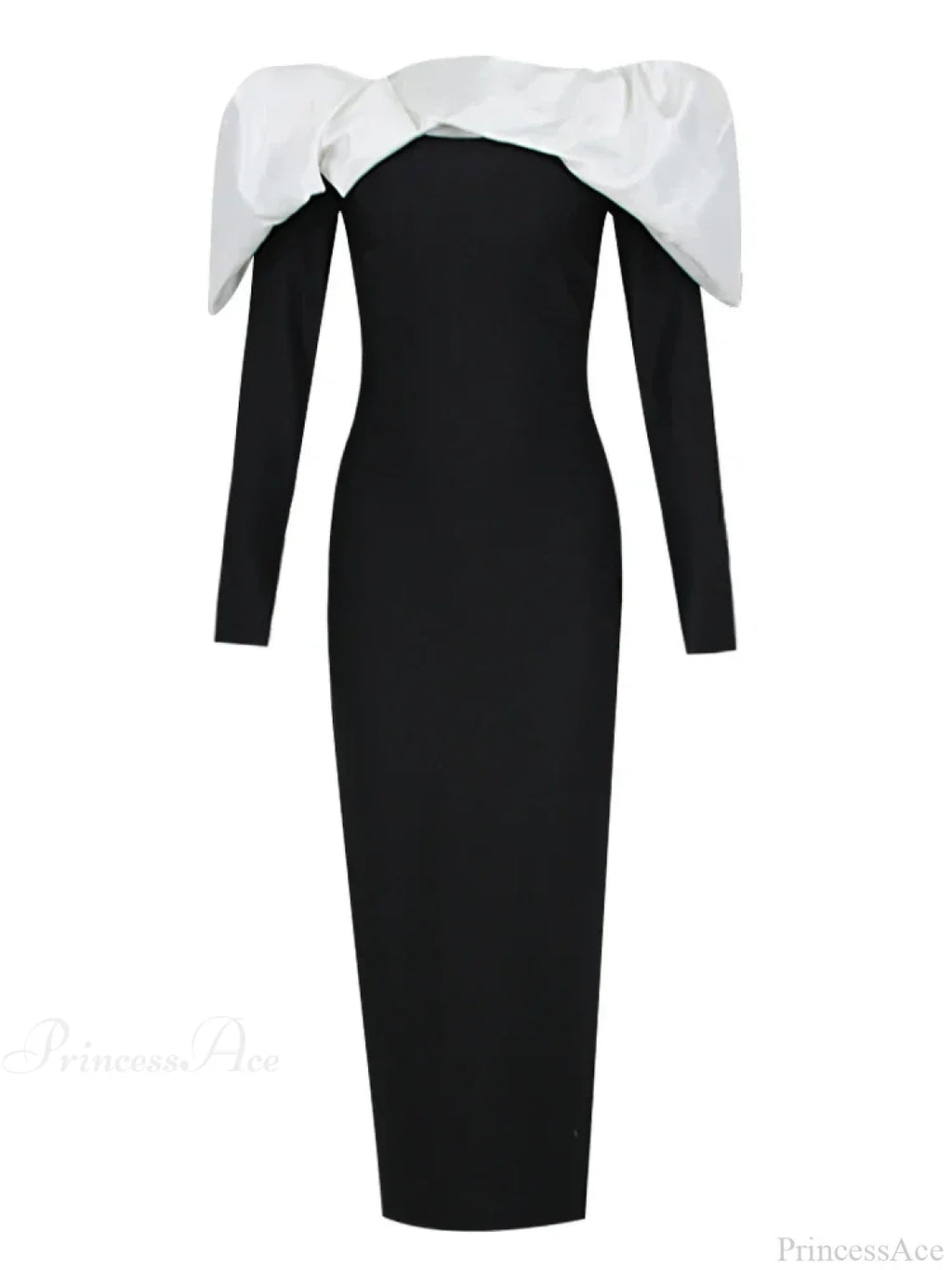 Sexy Off Shoulder Long Sleeves Bandage Black Detachable Pleated Christmas Party Dress