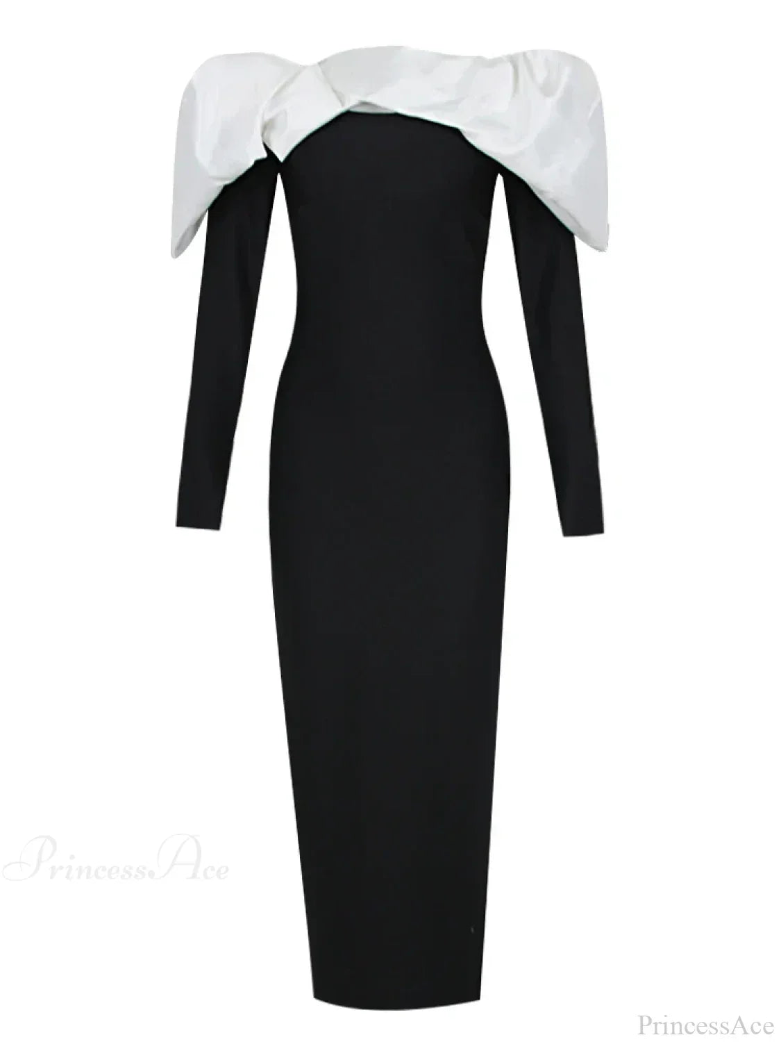 Sexy Off Shoulder Long Sleeves Bandage Black Detachable Pleated Christmas Party Dress