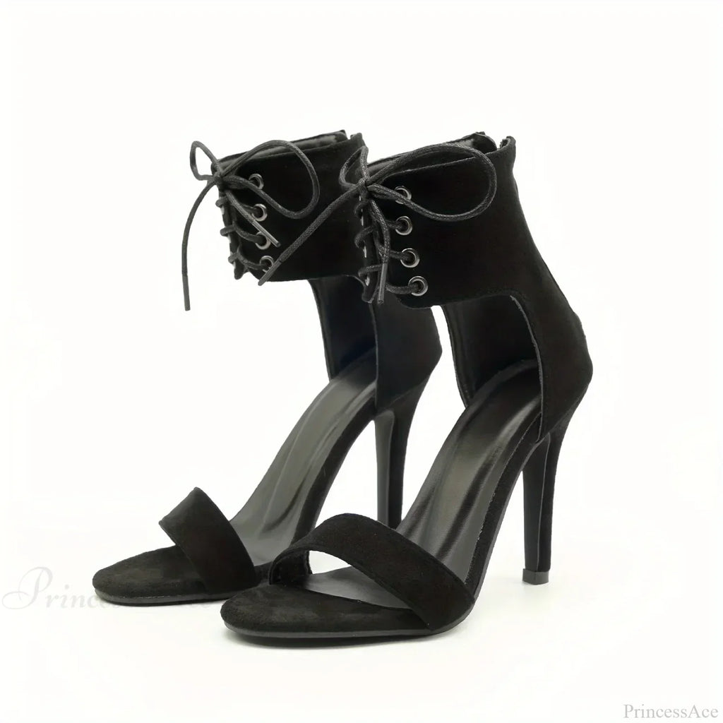 Sexy Open Toe Lace Hollow Cross Sandals Roman Side Zipper Thin High Heels Cool New Designer High Heel
