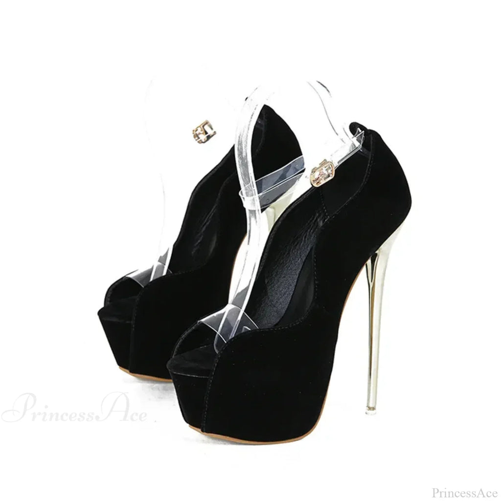 Sexy Peep Toe 6CM Platform Super Thin High Heels Sandals Suede Pvc Transparent Strap Party High Heel