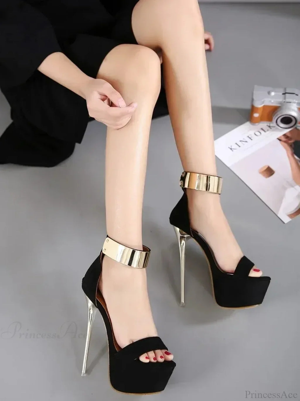 Sexy Peep Toe Square Head Thin High Heel Women Sandals Silver Rhinestone AnkleBuckle Strap High Heel