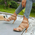 Sexy Peep-toe Thin High Heel Shoes Women Sandals Elegant Square Head Glitter Shinning Party Sandal High Heel