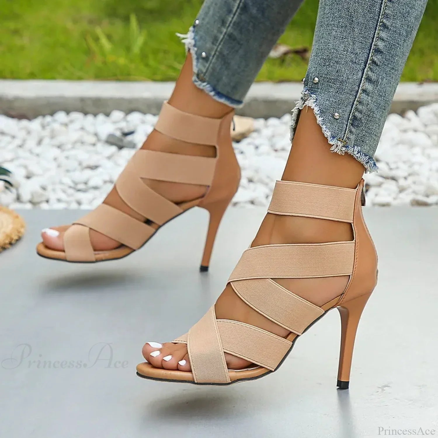 Sexy Peep-toe Thin High Heel Shoes Women Sandals Elegant Square Head Glitter Shinning Party Sandal High Heel
