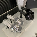 Sexy Plaid Cotton Super High Heels Round Head Waterproof Platform Shallow 16CM Stiletto Banquet High Heel