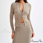 Sexy Plain Knitted Sweater Suit