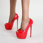 Sexy Red Fish Mouth Platform Shallow Women Pumps Ultra Super Stiletto Heels Party Walk High Heel