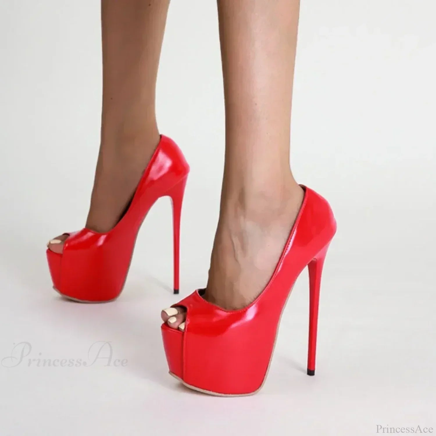 Sexy Red Fish Mouth Platform Shallow Women Pumps Ultra Super Stiletto Heels Party Walk High Heel