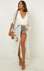 Sexy See-Through Lace Blouse Boho Beach Bikini Cover Up
