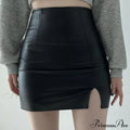 Sexy Skinny High Waist Side Split Korean Chic Black Comfortable Mini Skirt